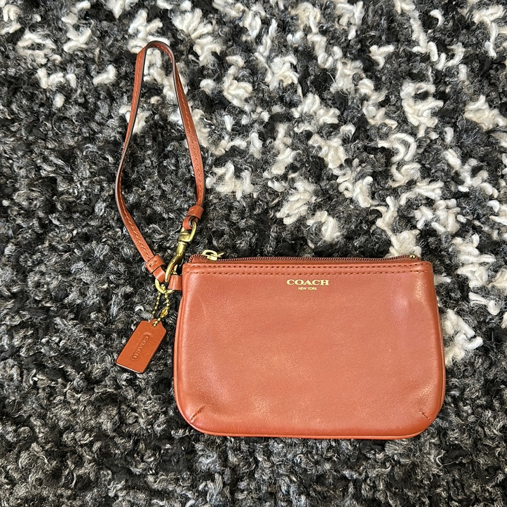 Coach legacy brown leather wristlet